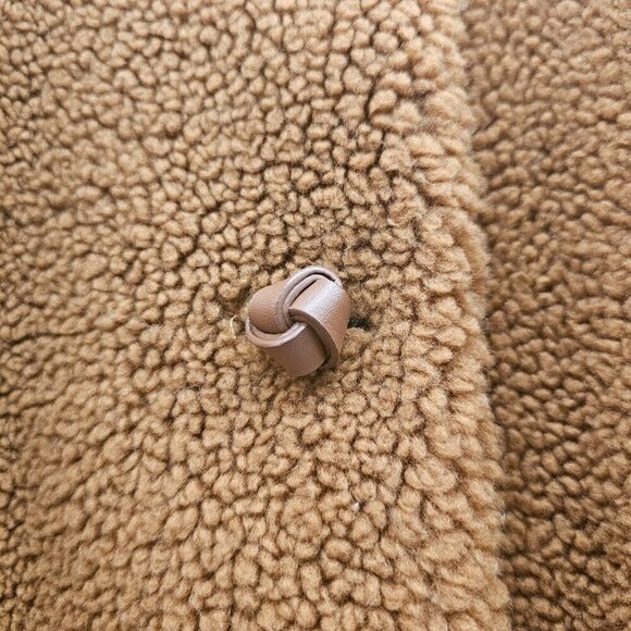 H&M Women's Teddy Sherpa Jacket Button Front Size 10 Brown Polyester - Picture 10 of 13